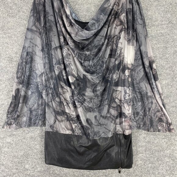 NWT Sean John Tunic Women's L Large Black Gray Lined Full Zip Blouse Wild Dove - Picture 6 of 10